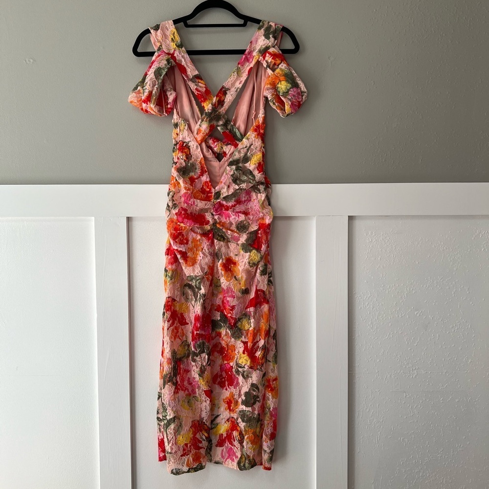 NWT For Love and Lemons Beth Midi Floral Lace Dress in Pink - Picture 8 of 12